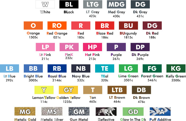 Standard ink colors